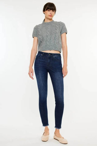 Kancan High-Rise Slim Fit Raw Hem Ankle Jeans - Just Believe Boutique