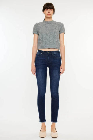 Kancan High-Rise Slim Fit Raw Hem Ankle Jeans - Just Believe Boutique