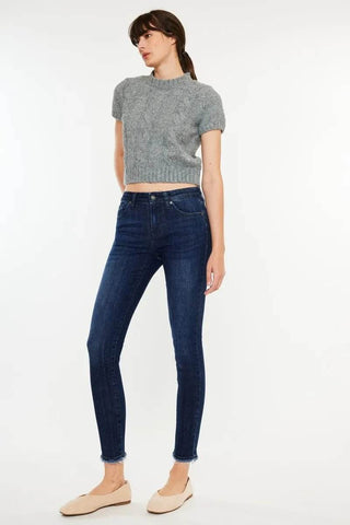 Kancan High-Rise Slim Fit Raw Hem Ankle Jeans - Just Believe Boutique