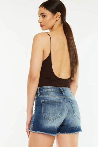Kancan High Waist Raw Hem Denim Shorts - Just Believe Boutique
