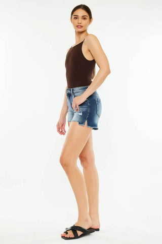 Kancan High Waist Raw Hem Denim Shorts - Just Believe Boutique