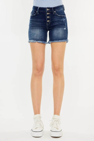 Kancan Mid Rise Button Fly Denim Shorts - Just Believe Boutique