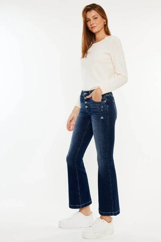 Kancan Mid Rise Button Fly Flare Jeans - Just Believe Boutique