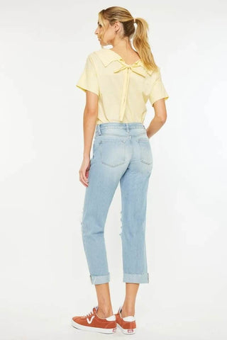 Kancan Mid Rise Distressed Boyfriend Jeans - Just Believe Boutique