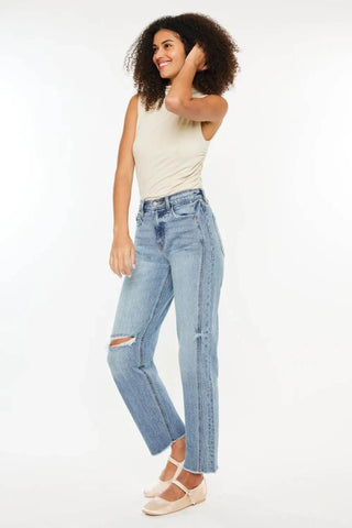 Kancan Ultra High Rise Distressed Straight Jeans - Just Believe Boutique