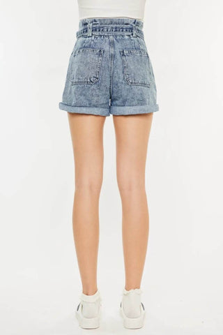 Kancan Ultra High Rise Paperbag Denim Shorts - Just Believe Boutique