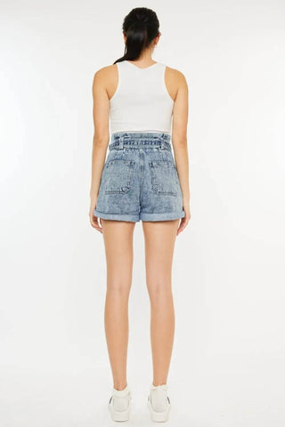 Kancan Ultra High Rise Paperbag Denim Shorts - Just Believe Boutique