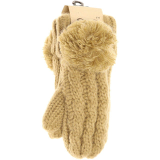 Kids CC Solid Pom Fuzzy Lined Mittens - Just Believe Boutique