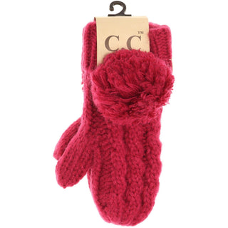 Kids CC Solid Pom Fuzzy Lined Mittens - Just Believe Boutique
