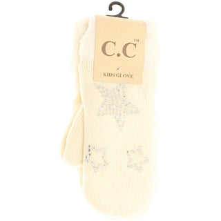 Kids Rhinestone Star Fuzzy Lined Mitten - Just Believe Boutique