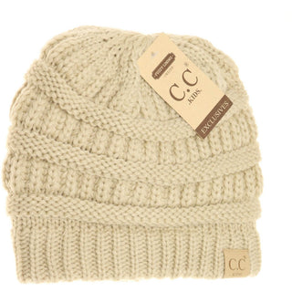 Kids Solid Fuzzy Lined CC Beanie - Just Believe Boutique