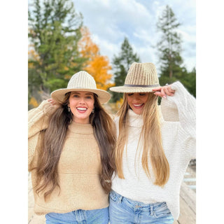 Knit C.C Fedora Hat with Leather Band - Just Believe Boutique