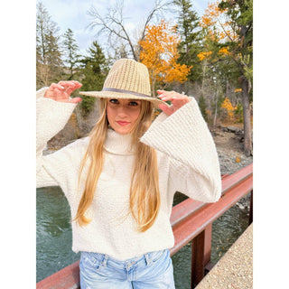 Knit C.C Fedora Hat with Leather Band - Just Believe Boutique