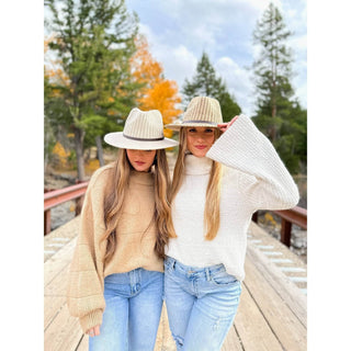 Knit C.C Fedora Hat with Leather Band - Just Believe Boutique