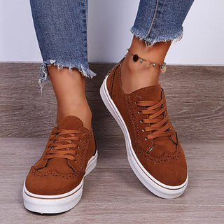 Lace-Up Suedette Flat Sneakers - Just Believe Boutique
