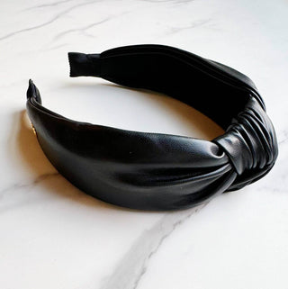 Leather Better Knotted Headband: Brown - Just Believe Boutique