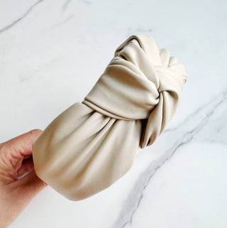 Leather Better Knotted Headband: Ivory - Just Believe Boutique