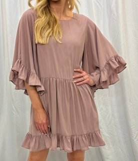 Mauve Ruffle Dress - Just Believe Boutique