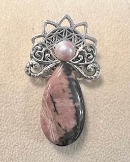 Medium Angel Brooch - Black and Pink Stone - Just Believe Boutique