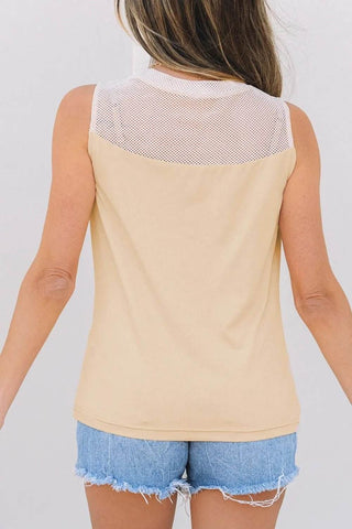 Mesh Patchwork Crew Neck Tank - Just Believe Boutique