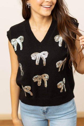 Midnight Bows Vest - Just Believe Boutique