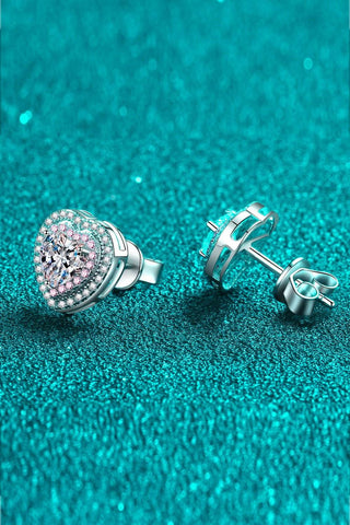 Moissanite Heart-Shaped Stud Earrings - Just Believe Boutique
