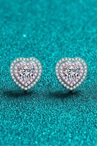 Moissanite Heart-Shaped Stud Earrings - Just Believe Boutique