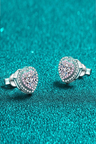 Moissanite Heart-Shaped Stud Earrings - Just Believe Boutique