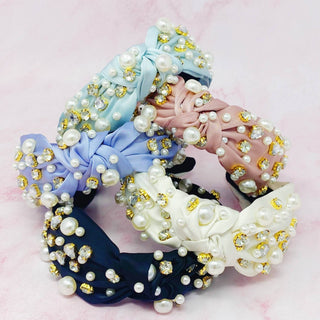 My Winslet Jeweled Satin Headband: Graceful White - Just Believe Boutique