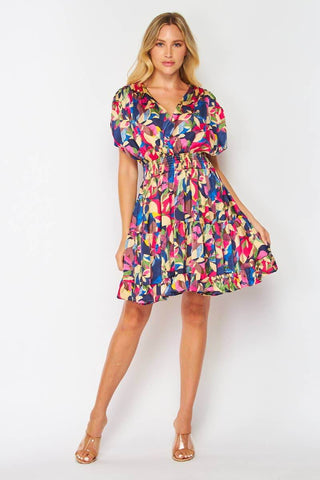 Navy Floral Print Mini Dress - Just Believe Boutique