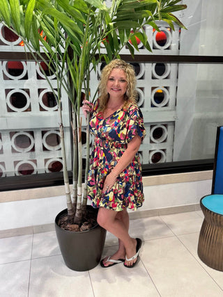 Navy Floral Print Mini Dress - Just Believe Boutique