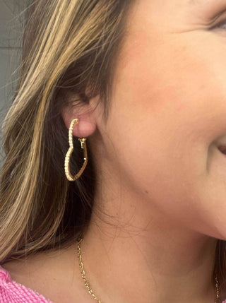 Passionate Embrace, Medium Gold heart Shape Hoops Earrings: Gold / One Size - Just Believe Boutique