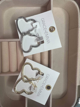 Passionate Embrace, Medium Gold heart Shape Hoops Earrings: Gold / One Size - Just Believe Boutique