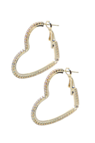 Passionate Embrace, Medium Gold heart Shape Hoops Earrings: Gold / One Size - Just Believe Boutique