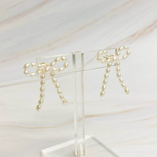 Pearl Bow Ballerina Earrings - Just Believe Boutique