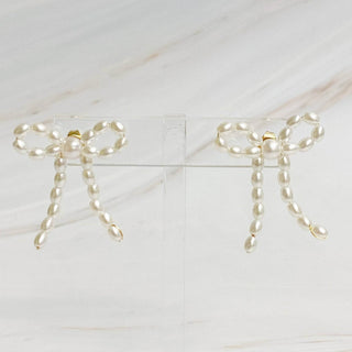 Pearl Bow Ballerina Earrings - Just Believe Boutique