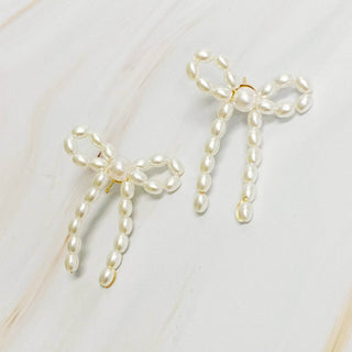 Pearl Bow Ballerina Earrings - Just Believe Boutique