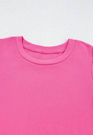 Pearl Detail Round Neck Puff Sleeve Blouse - Just Believe Boutique