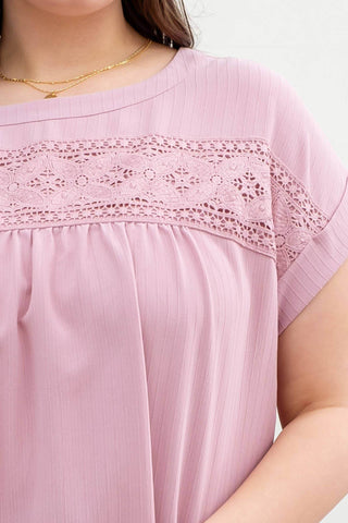 PLUS FLORAL EYELET LACE TOP: BLUE - Just Believe Boutique