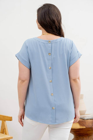 PLUS FLORAL EYELET LACE TOP: BLUE - Just Believe Boutique