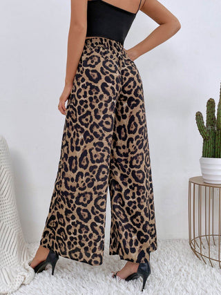Printed Elastic Waist Wide Leg Pants - Just Believe Boutique