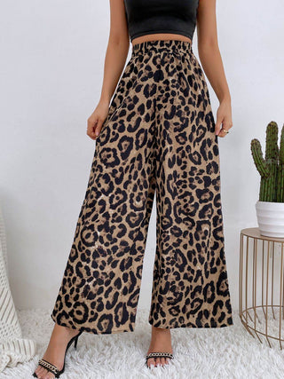 Printed Elastic Waist Wide Leg Pants - Just Believe Boutique