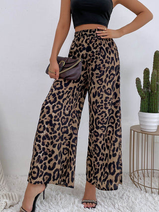 Printed Elastic Waist Wide Leg Pants - Just Believe Boutique