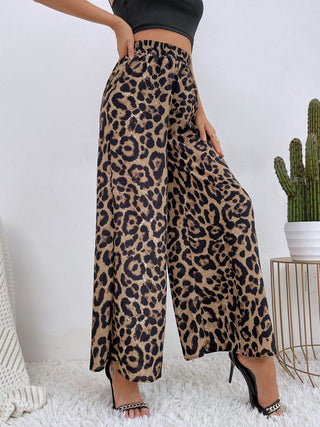 Printed Elastic Waist Wide Leg Pants - Just Believe Boutique