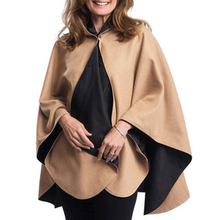 RainCaper - WarmCaper - Warm Camel & Black Reversible Rain Cape - Just Believe Boutique