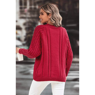Raspberry Cable Knit Sweater - Just Believe Boutique