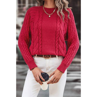 Raspberry Cable Knit Sweater - Just Believe Boutique
