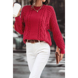 Raspberry Cable Knit Sweater - Just Believe Boutique
