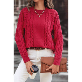 Raspberry Cable Knit Sweater - Just Believe Boutique