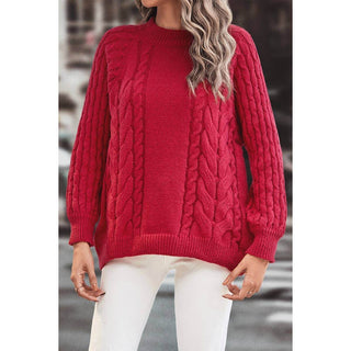 Raspberry Cable Knit Sweater - Just Believe Boutique
